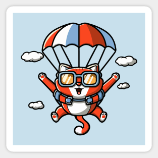 Funny Skydiving /Base Jumping Cat Gift for Cat Lovers Sticker